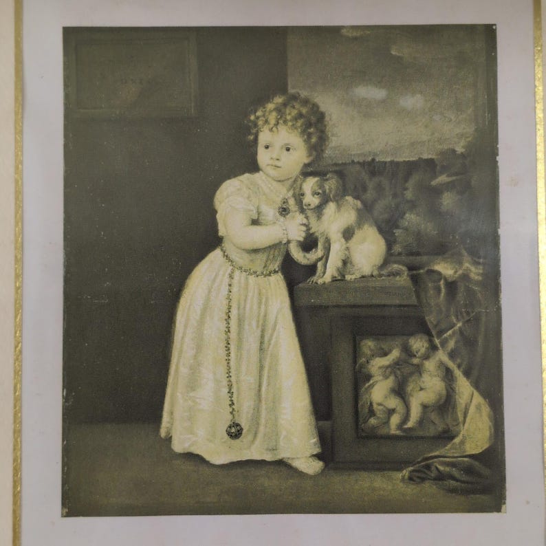 Vintage Framed Art Prints Set of 2 Thomas Gainsborough & Titian Strozzi Child image 5