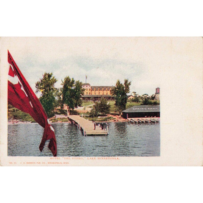 Hotel Del Otero Lake Minnetonka MN Vtg Postcard Spring Park Hammon No.80 zdjęcie 1