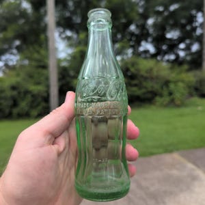 Vintage Coca-Cola Anniston Alabama 1958 Hobbleskirt Green Glass Coke Bottle 6oz image 1