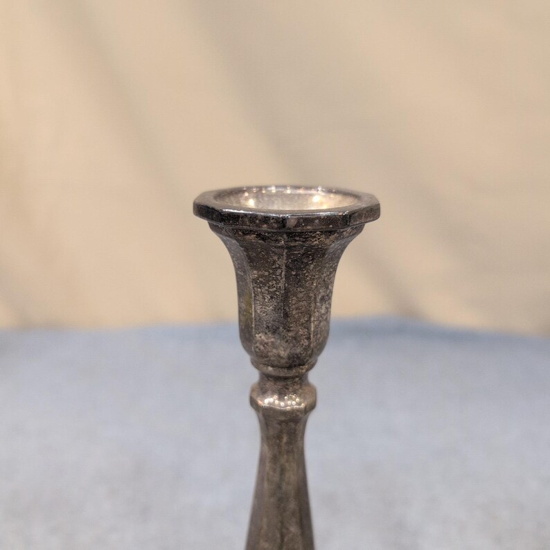 Vintage Silver Plated Octagonal Taper Candlestick Holders Set of 2 image 3