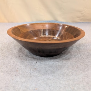 Mid Century Modern Segmented Wood Bowl Round Dark Walnut Finish Catchall image 1