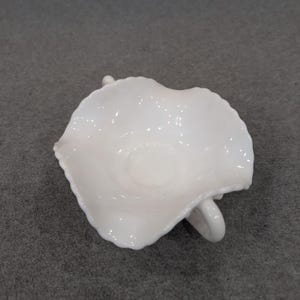 Fenton White Milk Glass Hobnail Ruffled Double Handled Bon Bon Candy Dish image 3