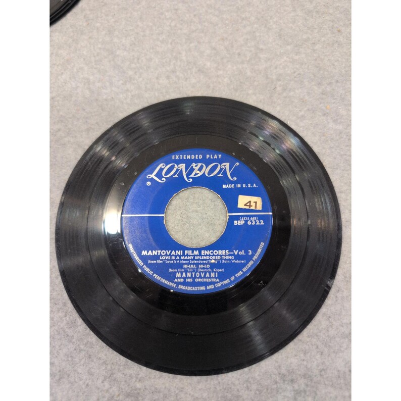 Mantovani Film Encores Vol 3 London Records BEP 6322 Vinilo EP de 7 pulgadas 45 RPM imagen 3
