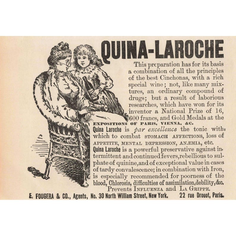 Plakat reklamowy Quina Laroche z 1892 r., vintage Medical Tonic Health zdjęcie 1
