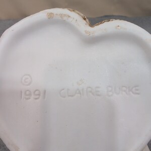 Claire Burke 1991 Ceramic Santa Claus Planter Candy Dish Red Green Holly image 7