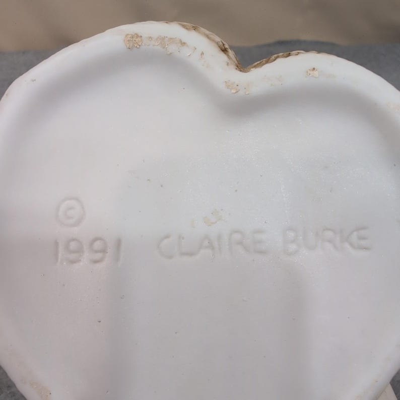 Claire Burke 1991 Ceramic Santa Claus Planter Candy Dish Red Green Holly image 7