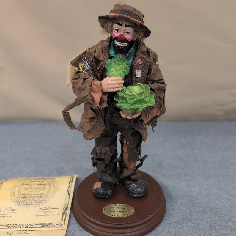 Emmett Kelly Jr. Real Rags Eating Cabbage 2 Kolekcjonerska figurka klauna z limitowanej edycji zdjęcie 1