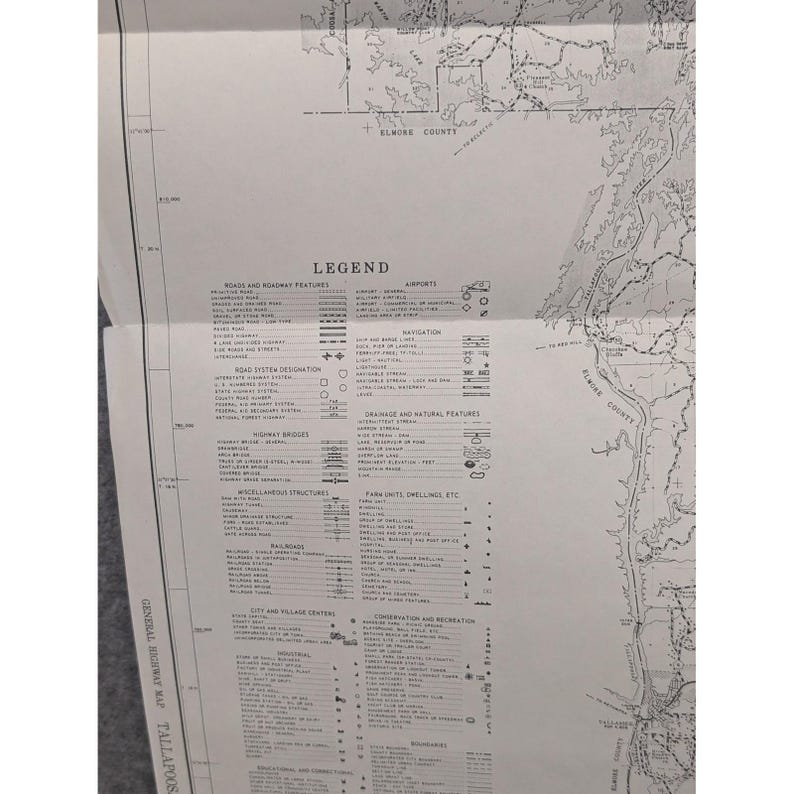 VTG 1973 General Highway Map Tallapoosa County Alabama 26" x 18" Alexander City image 3