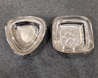 Juego de 2 platos WMF Ikora Silverplate MCM Germany Square Triangle EP Brass