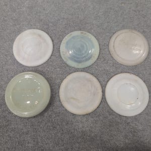 6 Vintage White Crown & More Canning Milk Jar Lids image 1