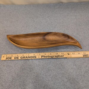 Philcraft Monkey Pod Wood Leaf Tray Hand Carved Philippines Brown image 5