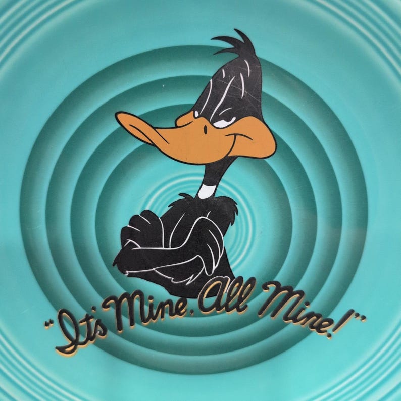 Homer Laughlin Fiesta Daffy Duck Dinner Plate Warner Bros Studio 1994 Turquoise image 2