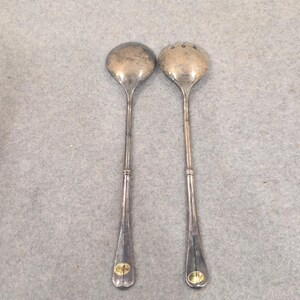 Vintage Silver Plated Salad Serving Set Spoon and Fork Two Piece Tarnish Finish image 3