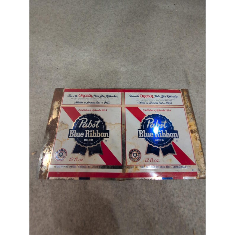 Vintage Pabst Blue Ribbon PBR Uncut Metal Beer Can Label Sheet Milwaukee WI image 1