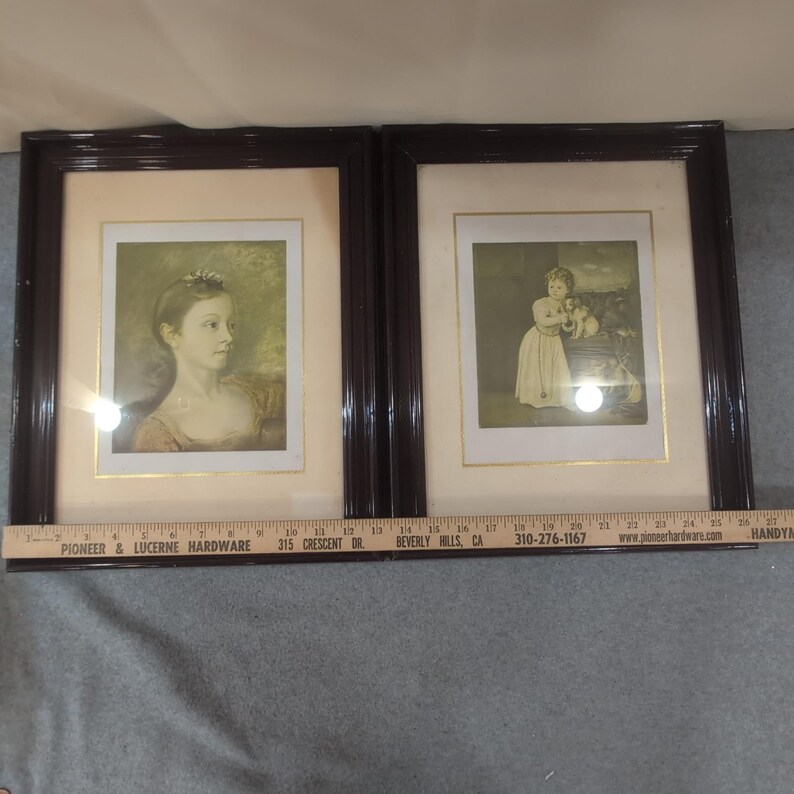 Vintage Framed Art Prints Set of 2 Thomas Gainsborough & Titian Strozzi Child image 2
