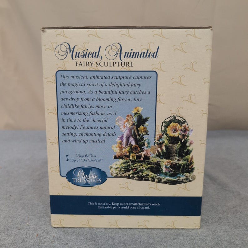 Classic Treasures Musical Animated Fairy Sculpture Zip A Dee Doo-Dah Garden VG+ image 2