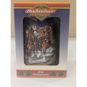 1999 Budweiser Holiday Stein 20th Anniversary Clydesdales Beer Mug New in Box