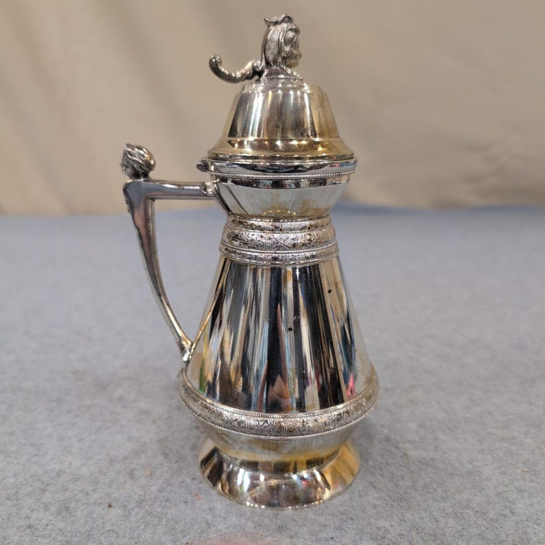 Antique Rogers Smith & Co Silver Plate Syrup Pitcher Figural 187 Meriden CT 1873 image 1