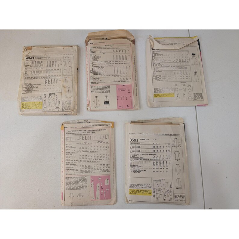 Lote de 5 patrones de costura para mujer, talla 16, de la década de 1970, para vestidos, tops y pantalones. imagen 2