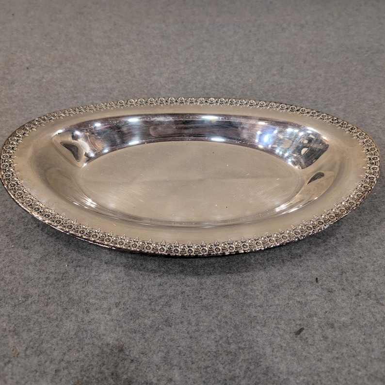 Wilcox International Silver Co Rose Marie Silverplate Oval Serving Tray Dish image 1
