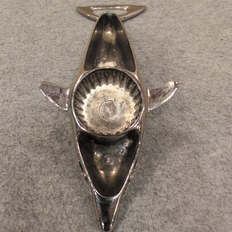 Vintage Silber Delphin Flaschenöffner Metall Nautical Barware Zubehör Bild 5