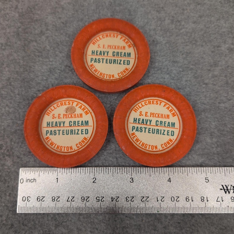 Lot of 3 Vintage Hillcrest Farm SE Peckham Heavy Cream Pasteurized Dairy Round image 4