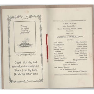 Vintage 1926-1927 Souvenir School Booklet Barron Township Wisconsin image 3