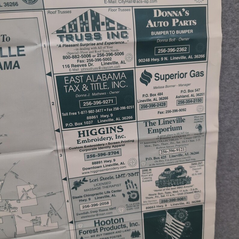 Clay County Alabama VTG Road Map Travel Guide Tourism Information Map 29" x 23" image 3