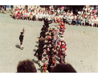 Vintage Found Photo European Folk Dance Costume Cobblestone Square Snapshot
