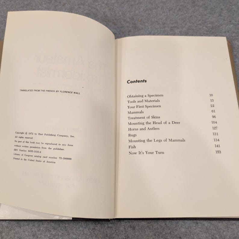The Amateur Taxidermist Jean Labrie 1972 Hardcover How To Stuff Mount Animals image 2