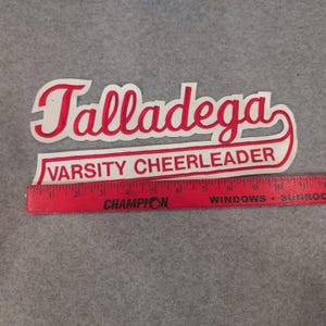 Talladega Varsity Cheerleader Red White Embroidered Letterman Jacket Patch image 2