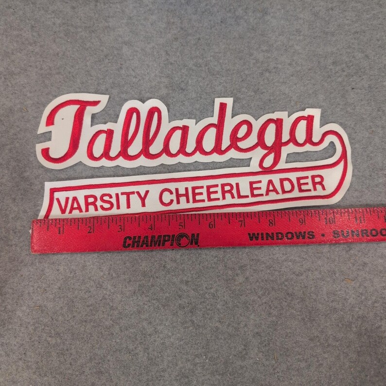Talladega Varsity Cheerleader Red White Embroidered Letterman Jacket Patch image 2