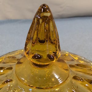 Vintage Anchor Hocking Amber Pressed Glass Footed Candy Dish with Lid Bowl image 6