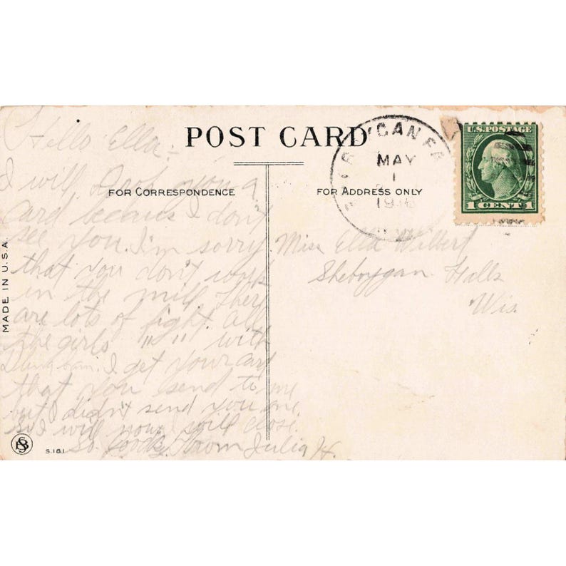 Vintage-Postkarte „Ein aufregender Moment“ von 1916 mit romantischem Kussmotiv und geteilter Rückseite. Bild 2