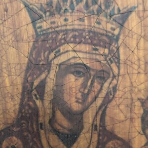 Handgefertigte Jungfrau Maria & Kind Ikone Hodegetria Stil Holz Plakette Ägypten San Mark Bild 3