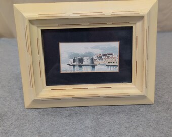 Mery Ortolio-Biocic Original Miniature Watercolor Coastal Fortress Painting 2005