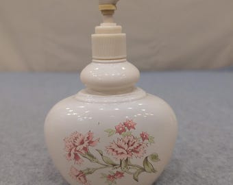 Vintage Avon Candid Ultra Soft Body Satin Pink Floral Pump Bottle Cream Plastic