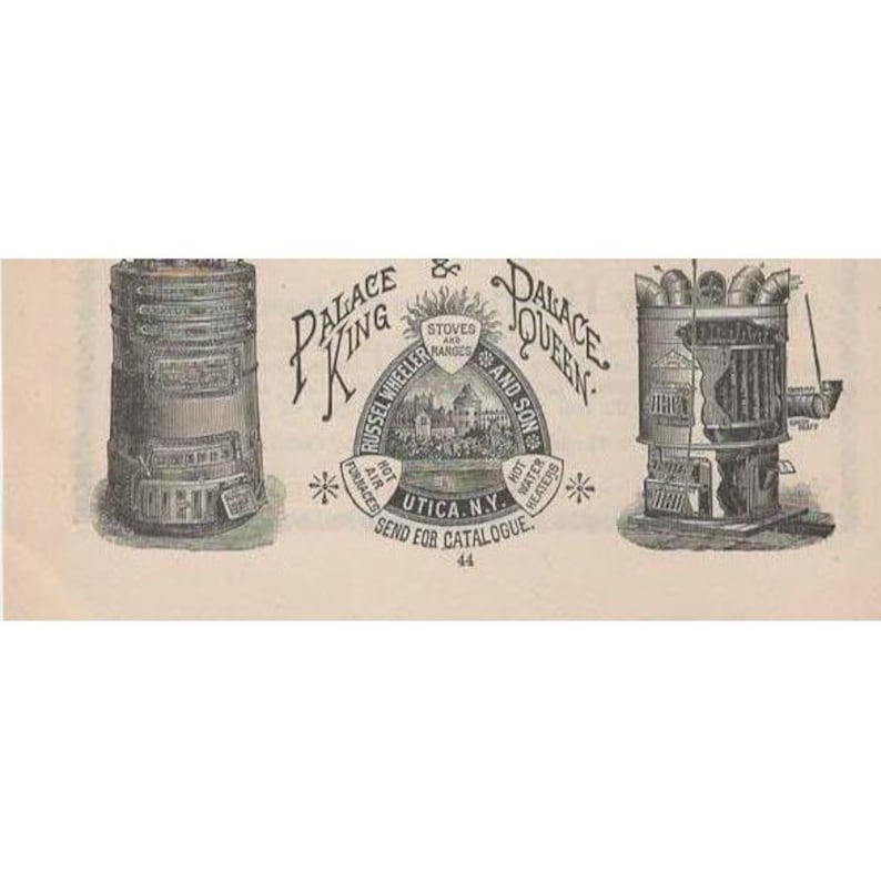 Palace King And Queen Antike Ofen Werbung Print Ad Utica, NY Öfen Bild 1