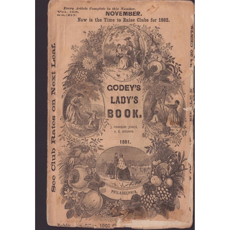 Revista antigua Godey's Lady's Book, vol. 103, n.º 617, noviembre de 1881, publicación periódica victoriana. imagen 1