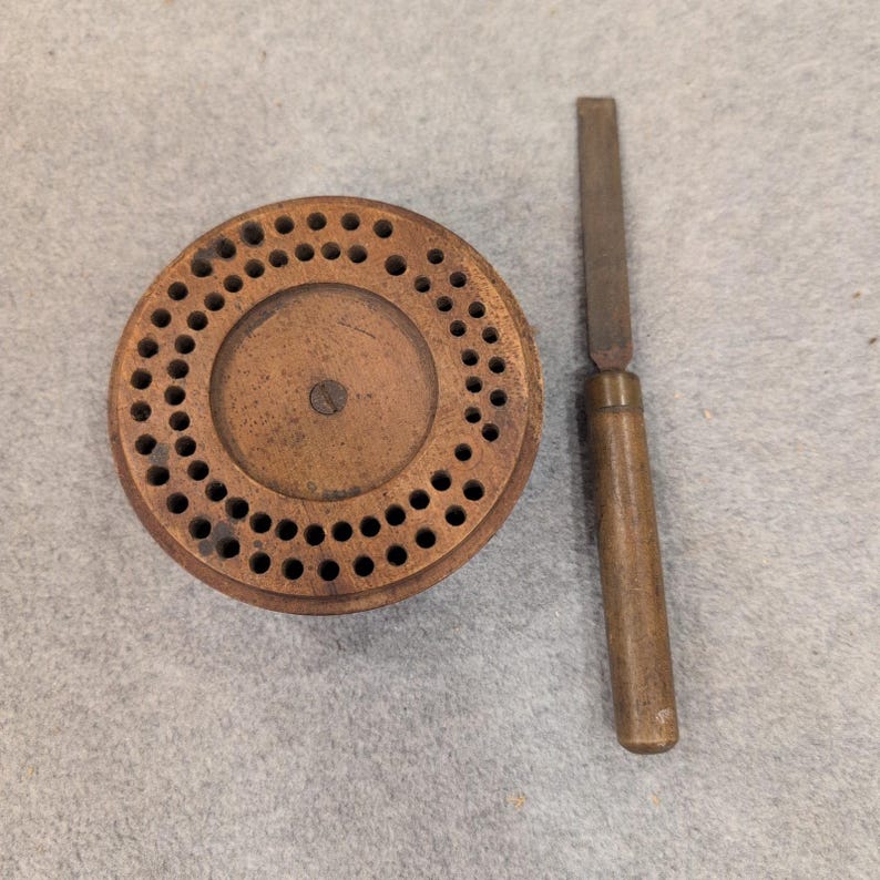 Antique Revolving Wooden Drill Stand and Hand File Set Watchmaker Jeweler Tools image 1