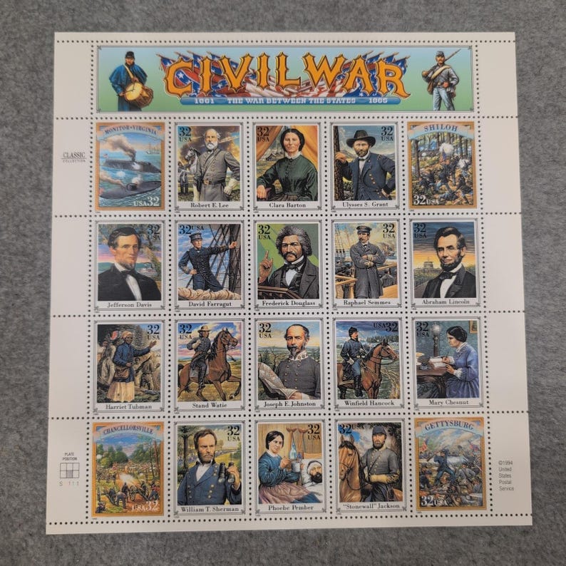 1994 Civil War 32 Cent US Postage Stamp Sheet Classic Collection NM image 1