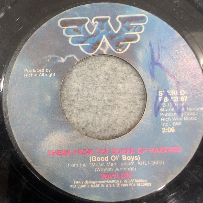 Waylon Jennings Dukes of Hazzard Theme Good Ol Boys 45 RPM Vinyl Record PB-12067 image 1