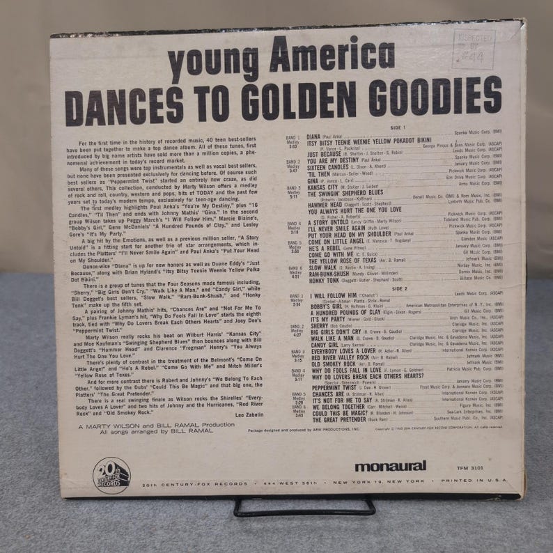 Marty Wilson Orchestra Young America Dances to Golden Goodies Vinyl LP TFM 3101 image 2