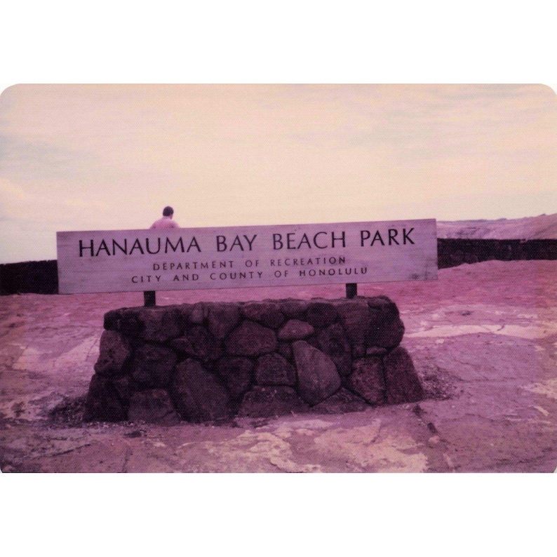 Foto de placa vintage de Hanauma Bay Beach Park Honolulu Havaí dos anos 1970 imagem 1