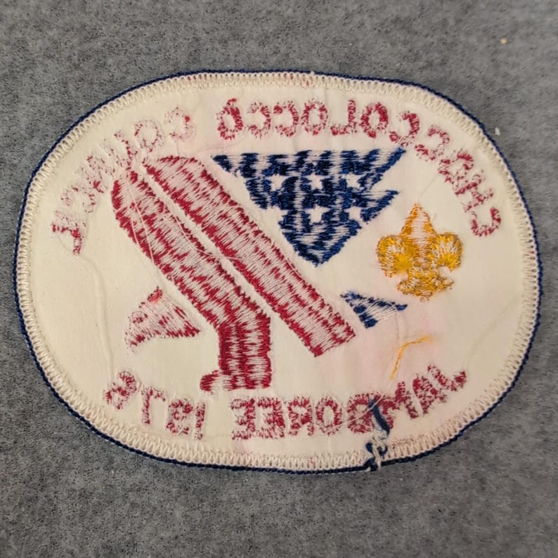 Choccolocco Council Jamboree 1976 Boy Scout Patch Embroidered USA Flag Eagle image 2