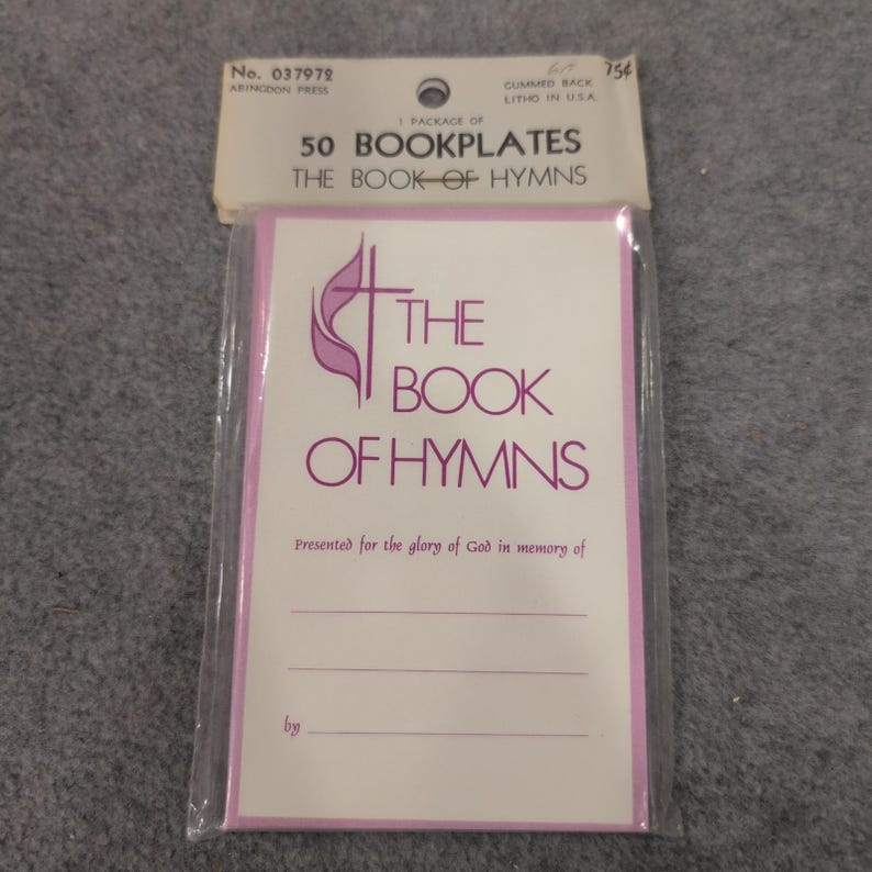 Vintage Abingdon Press United Methodist Book of Hymns Bookplates 50ct 037972 image 1