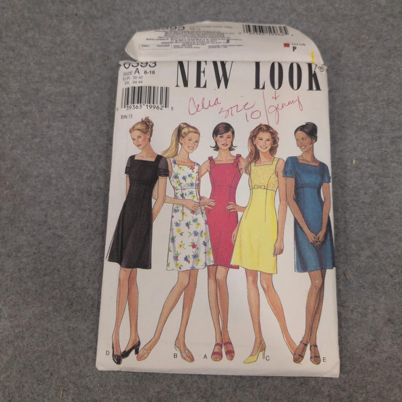 New Look 6593 Misses Empire Waist Dress Sewing Pattern Size 6-16 Five Styles image 1