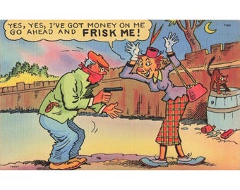 Vintage Tichnor Bros Humorous Comic Linen Postcard Frisk Me Cartoon 780 78967