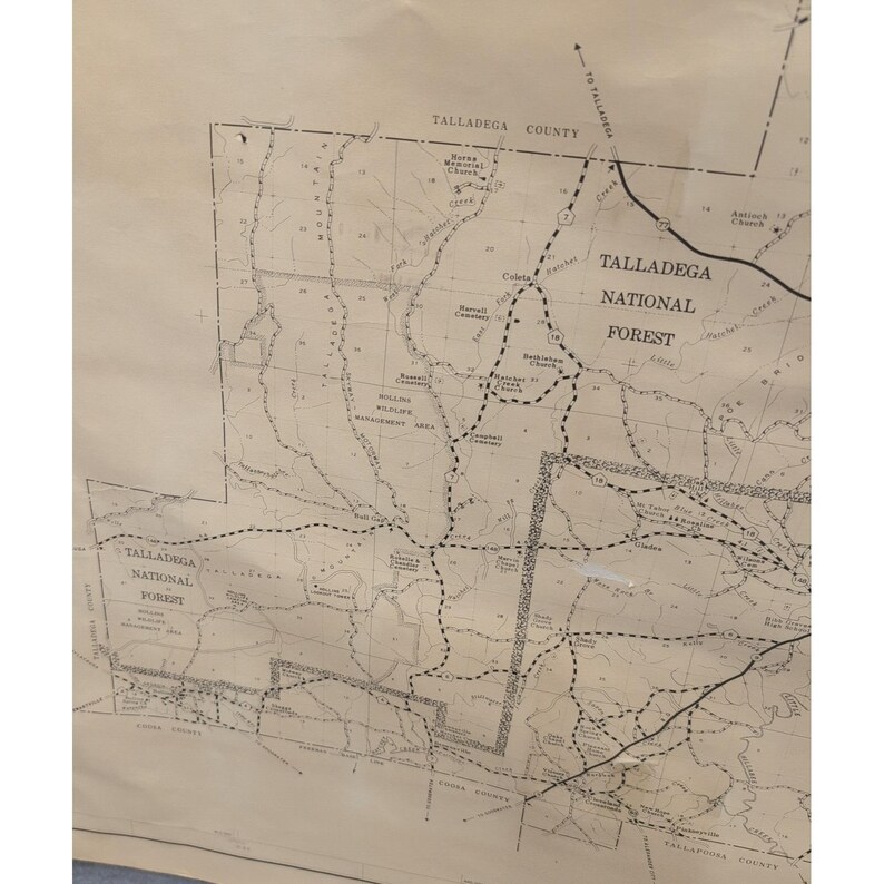 Big 1984 VTH General Highway Map Clay County Alabama State Highway Dept 4 x 3 Ft image 5