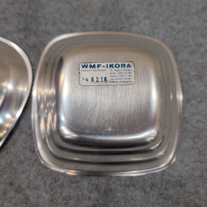 WMF Ikora Silverplate Dishes Set of 2 MCM Germany Square Triangle EP Brass image 4